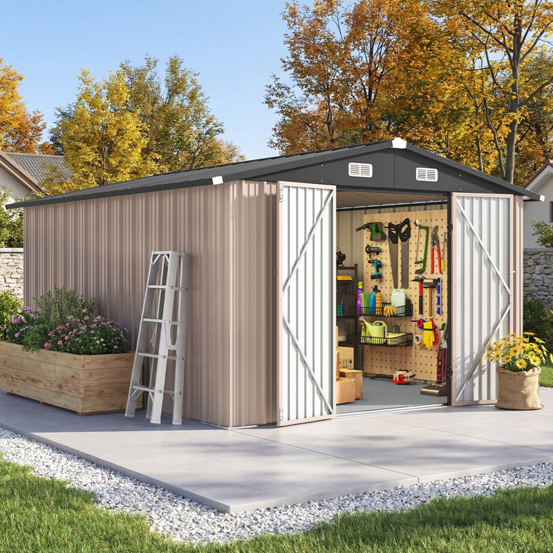 JolyDale 10X12 Ft. Outdoor Storage Shed With Floor And Double